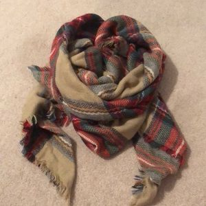 Plaid blanket scarf